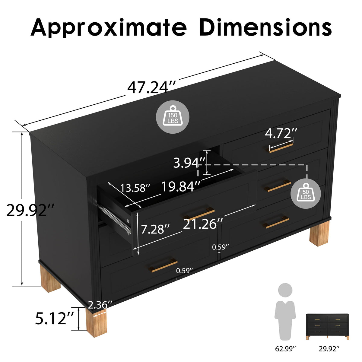 6 Drawer Double Dresser