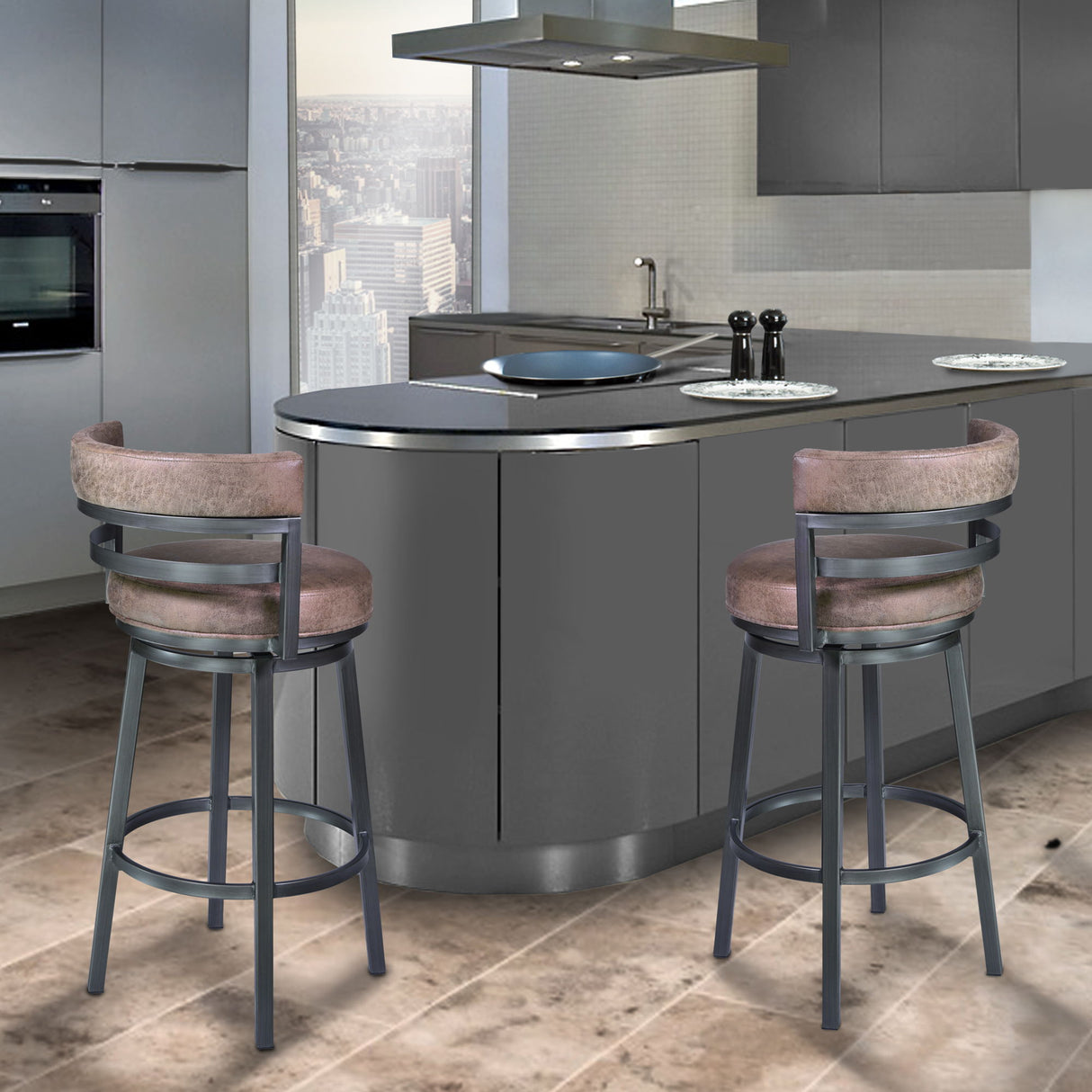 Madrid - Counter Height Swivel Bar Stool - Mineral