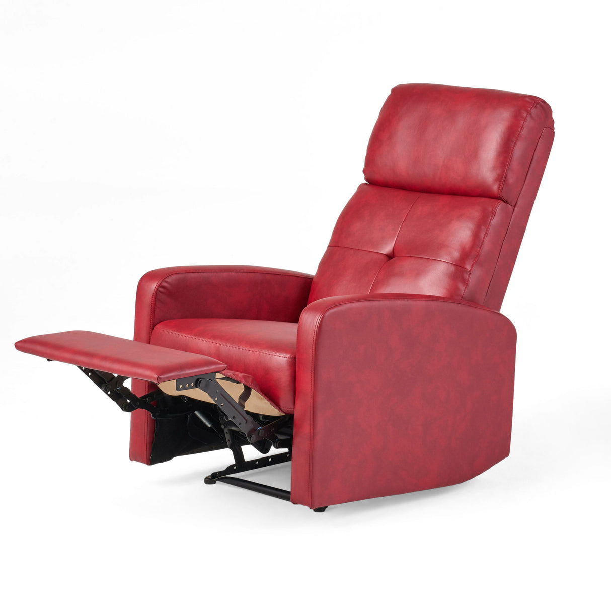 Contemporary Recliner Chair With Lever Mechanism - Red