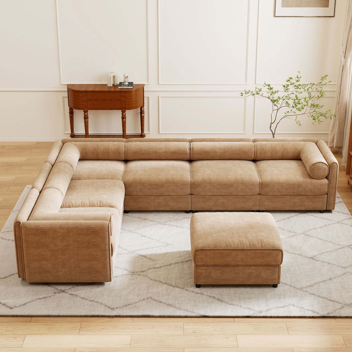 Contemporary Elegant Sofa With Storage And Ottoman