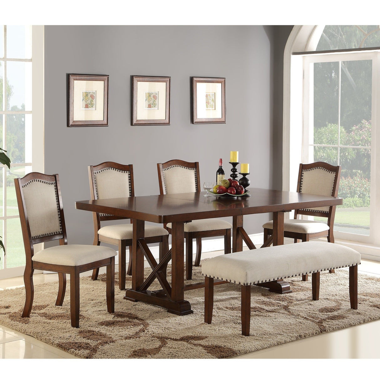 Dining Table With Leaf And Unique X Design Base - Cherry