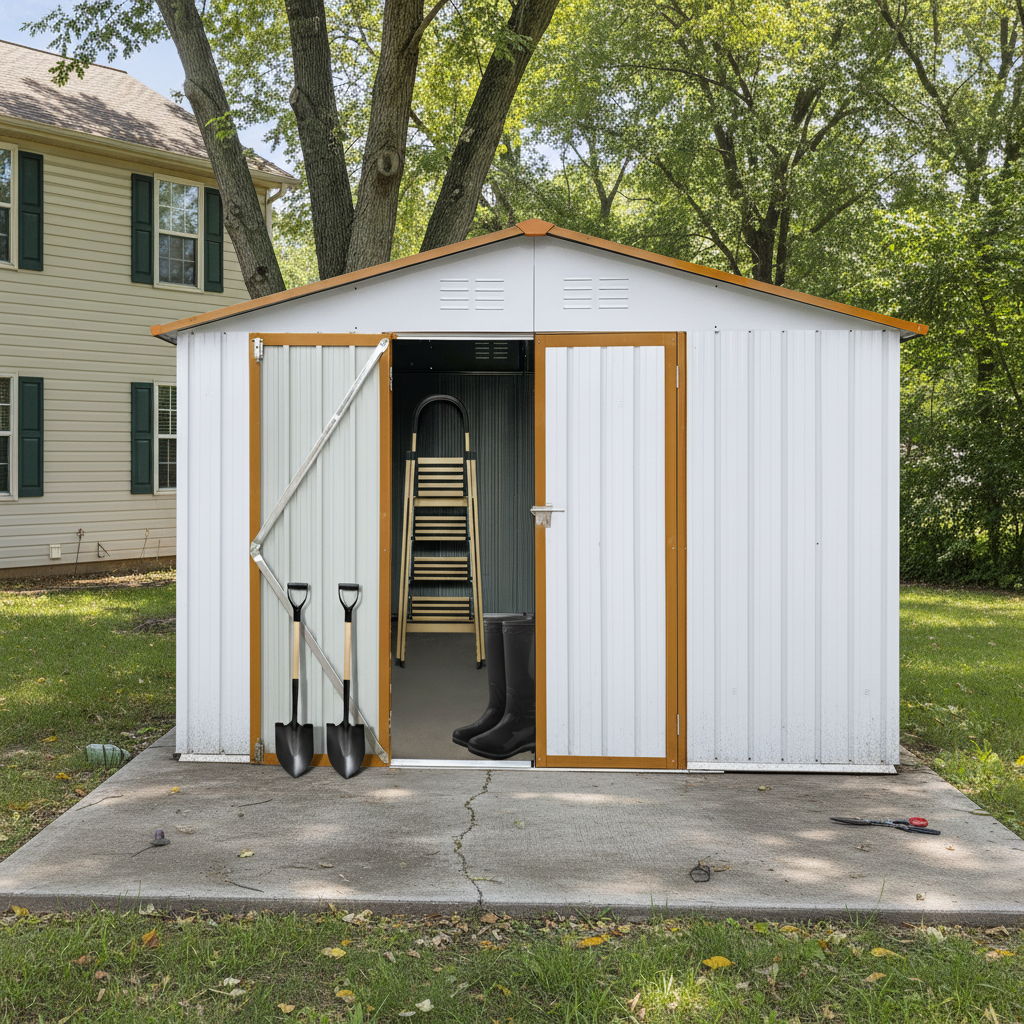 Garden Shed Outdoor Storage Building Waterproof Metal Frame 10x12ft