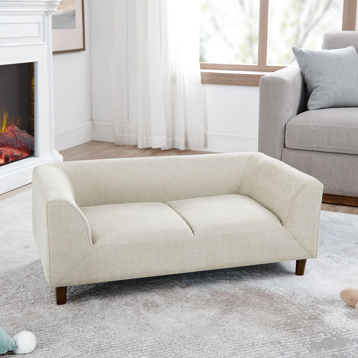 Modern Rectangular Pet Sofa With Backrest And Armrests For Small And Medium Dogs, Soft Cushion