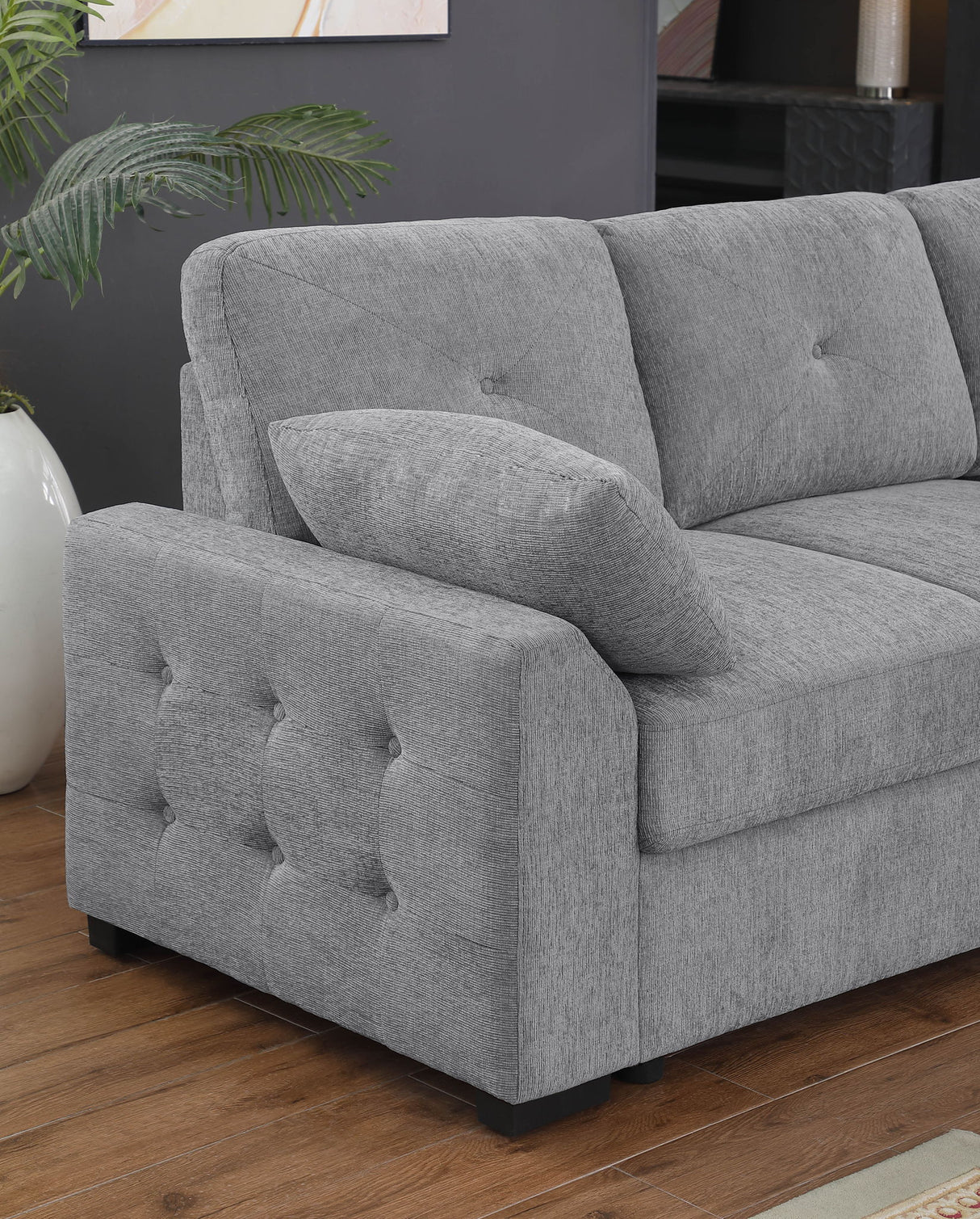 Nyhan - Upholstered Corner Sectional With Pull Out Loveseat And Storaged Chaise