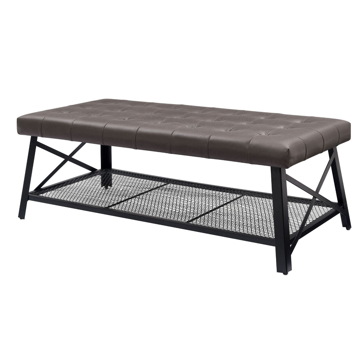 Upholstered Coffee Table With Rack - Dark Brown