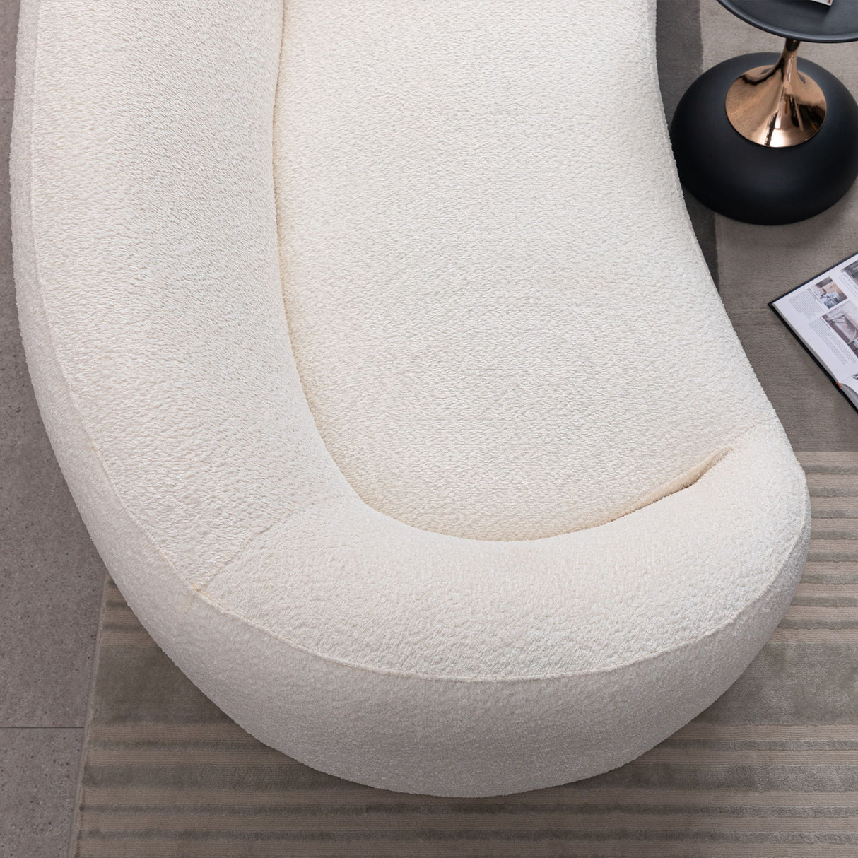 Curved 3 Seater Sofa For Living Room - White