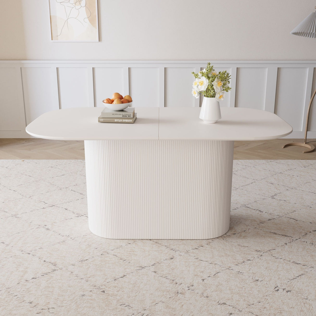 Modern Dining Table With Vertical Striped Legs