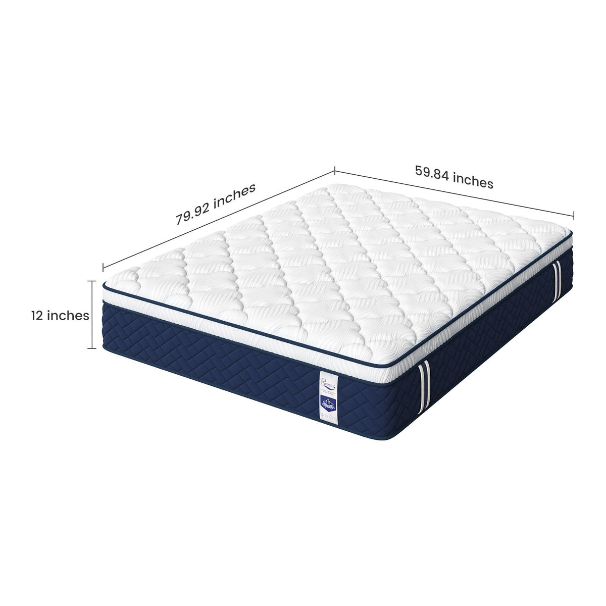 Rresta Hotel Collection - 12" Medium Firm Hybrid Mattress With 5 Zone Support For Back & Hip Relief, Fiber Free, Certipur Us Certified
