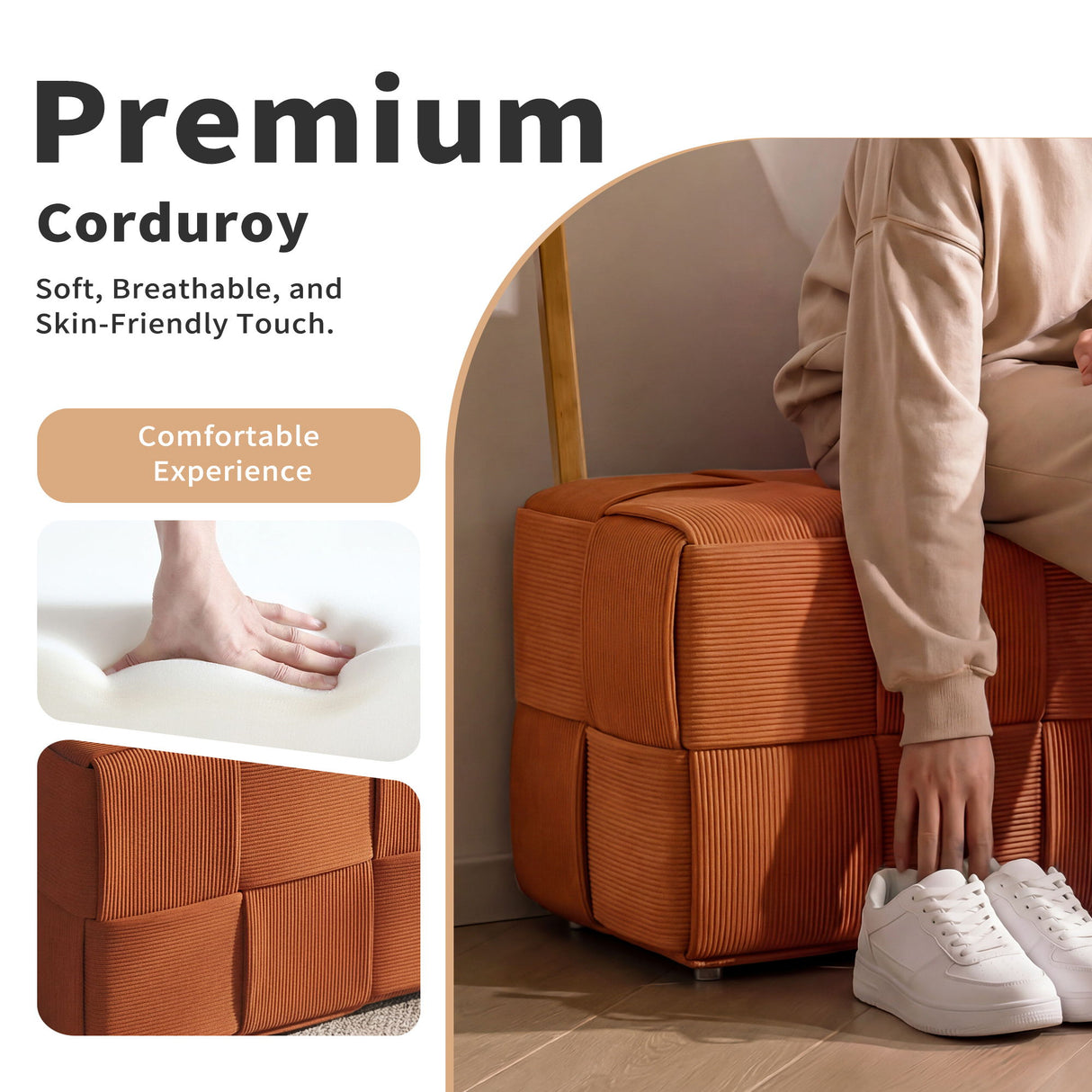 Modern Ottoman Foot Rest With Woven Design