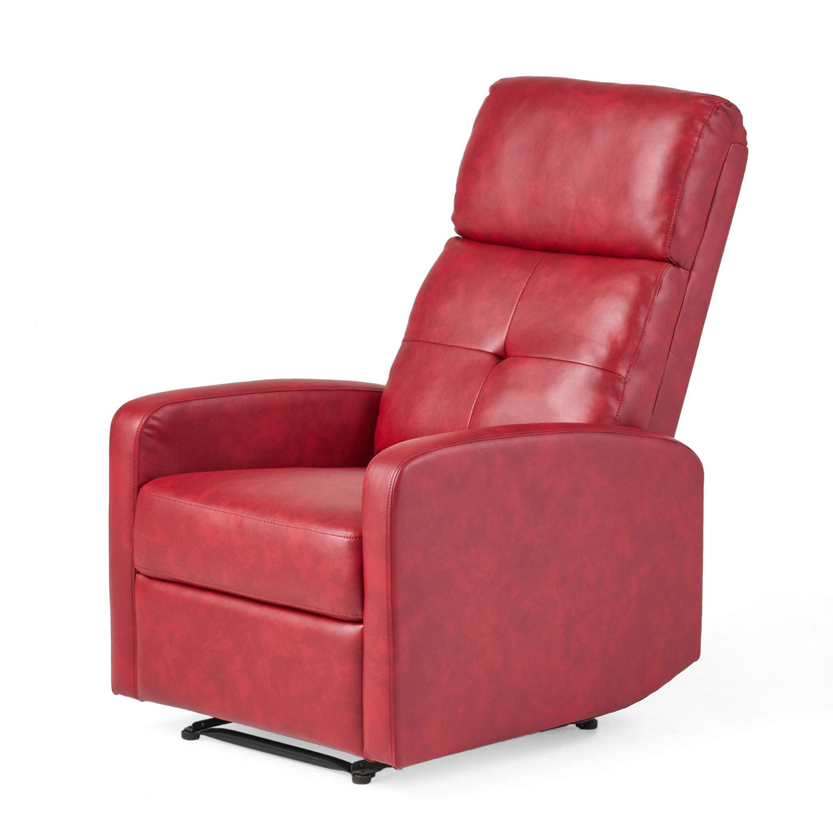 Contemporary Recliner Chair With Lever Mechanism - Red
