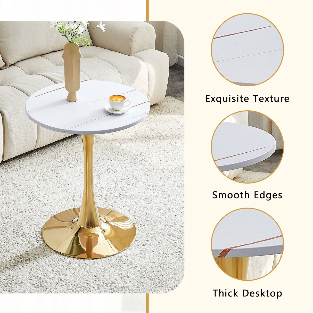 Round Dining Table With Thickened Top For Kitchen
