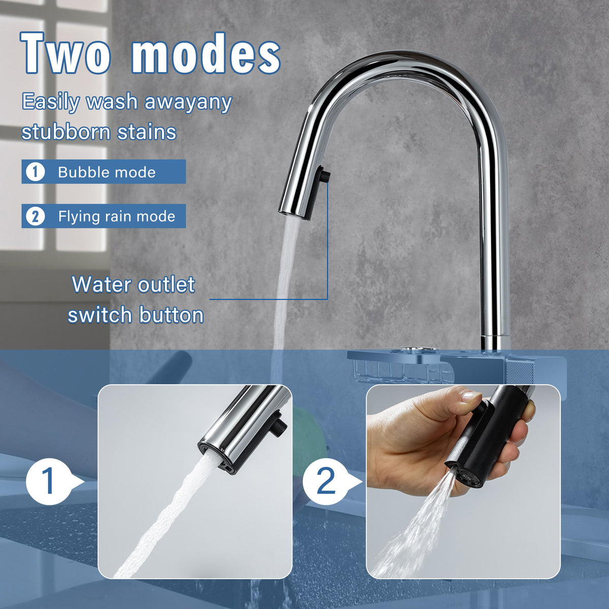 Cincosky - High Arc Pull Down Kitchen Faucet, Single Hole