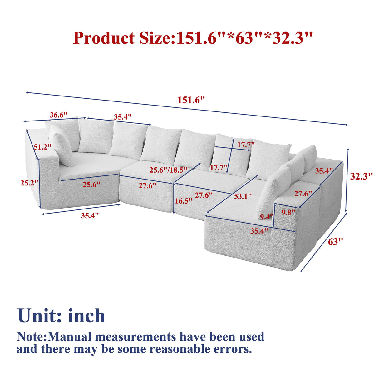 L - Shaped Modular Sofa With Deep Seat And 11 Pillows