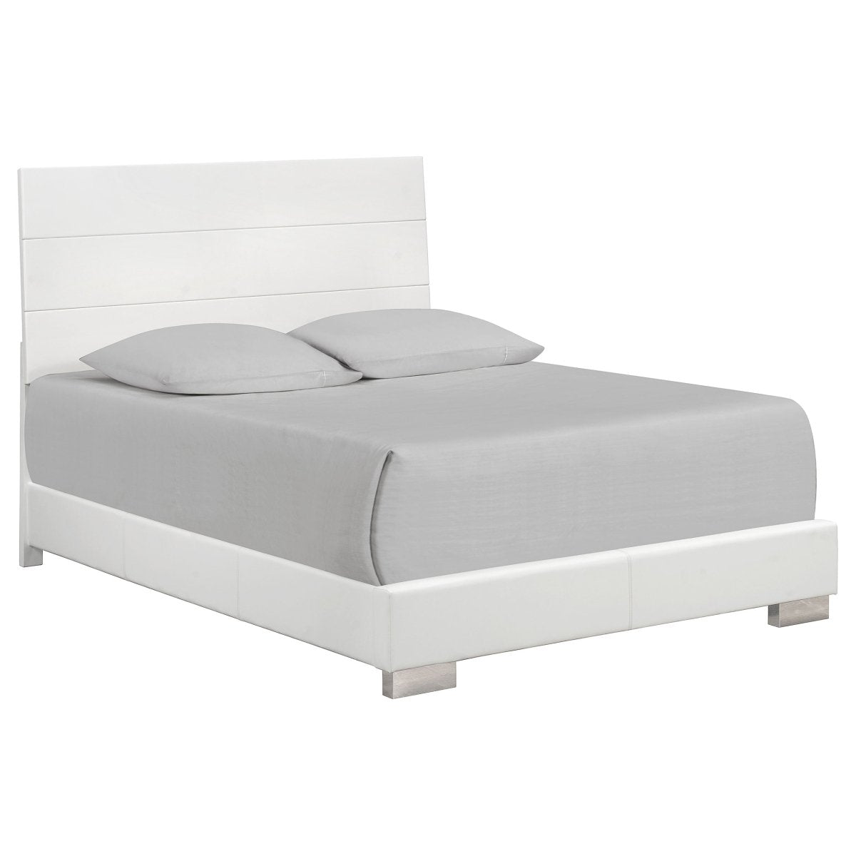 Felicity Wood Eastern King Panel Bed White High Gloss - Beds available at Alpine Outlets in Denver
