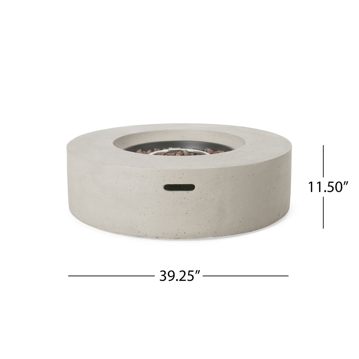 Modern Circular Fire Pit Table Lightweight Concrete 50000 BTU 39x12in