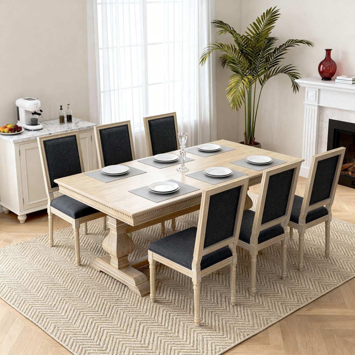 Dining Chairs With Upholstered Square Back (Set of 2)