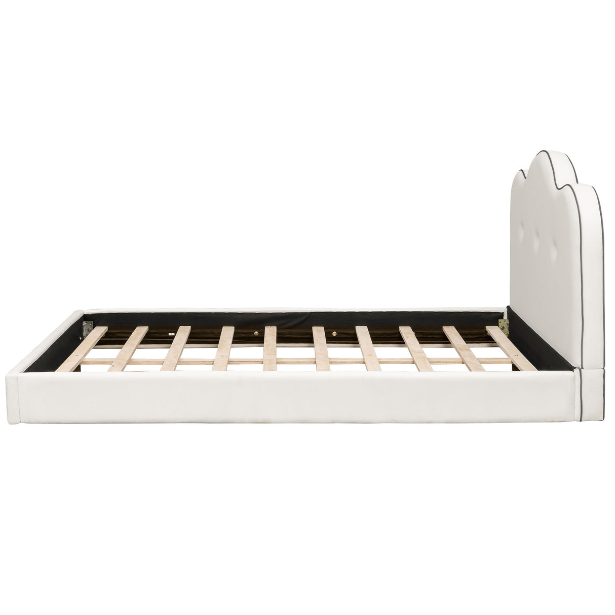 Upholstered Platform Bed With Sturdy Frame And Headboard