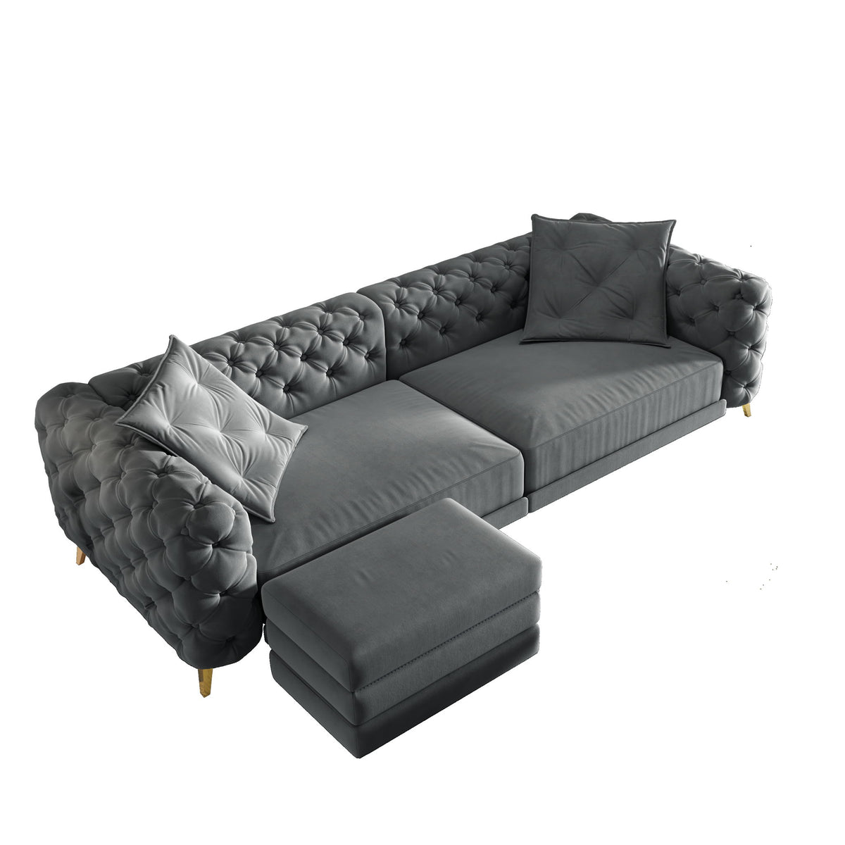 3 In 1 Convertible Sleeper, Deep Seat Pull Out Sofa Bed, Button Tufted