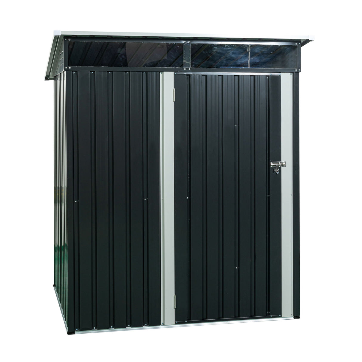 Outdoor Storage Shed Garden Building Transparent Plate Metal 59x71in