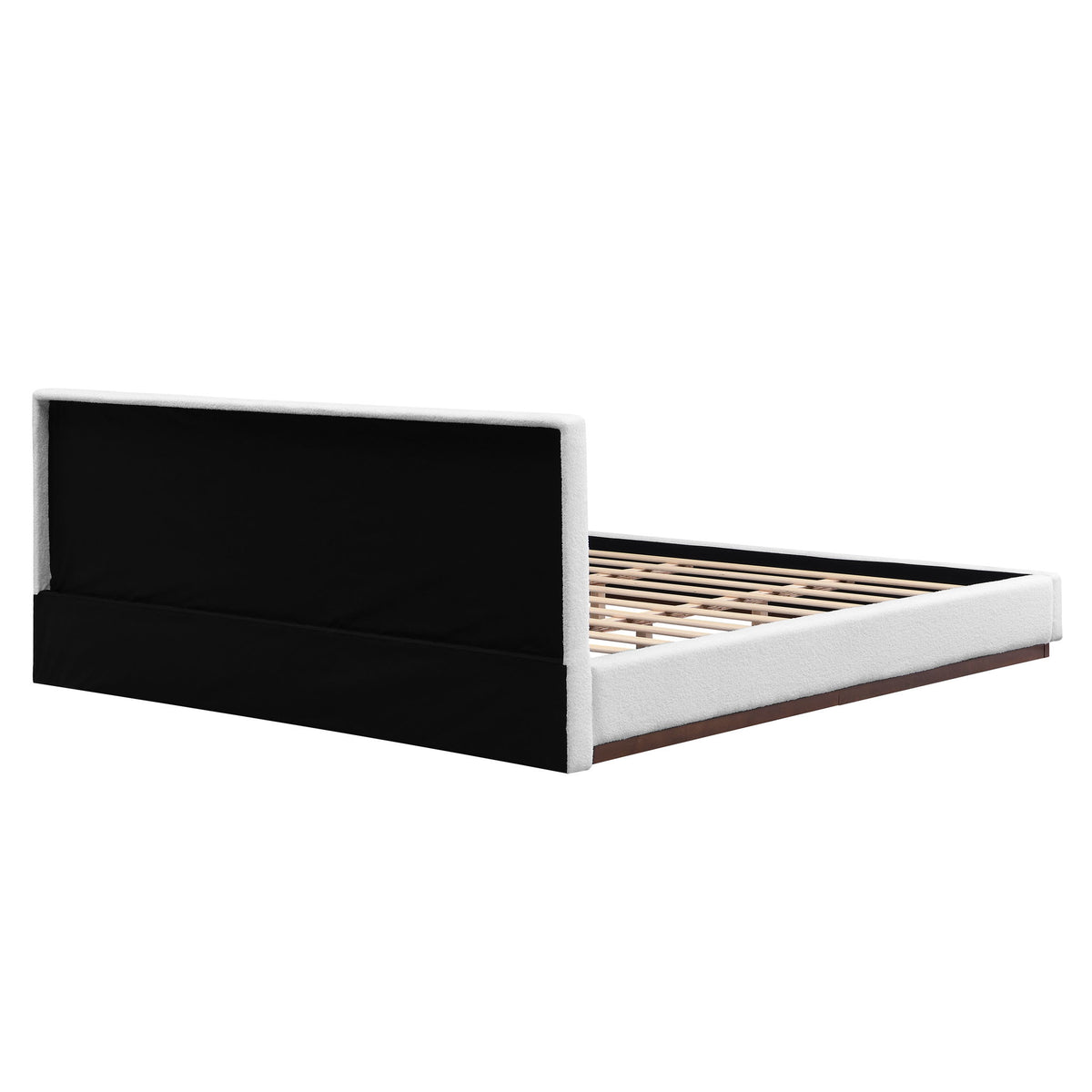 King Size Upholstered Bed With Solid Base Frame - White