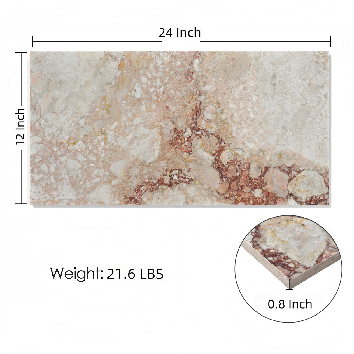 Natural Marble Polished Tile For Wall And Floor (Set of 4)