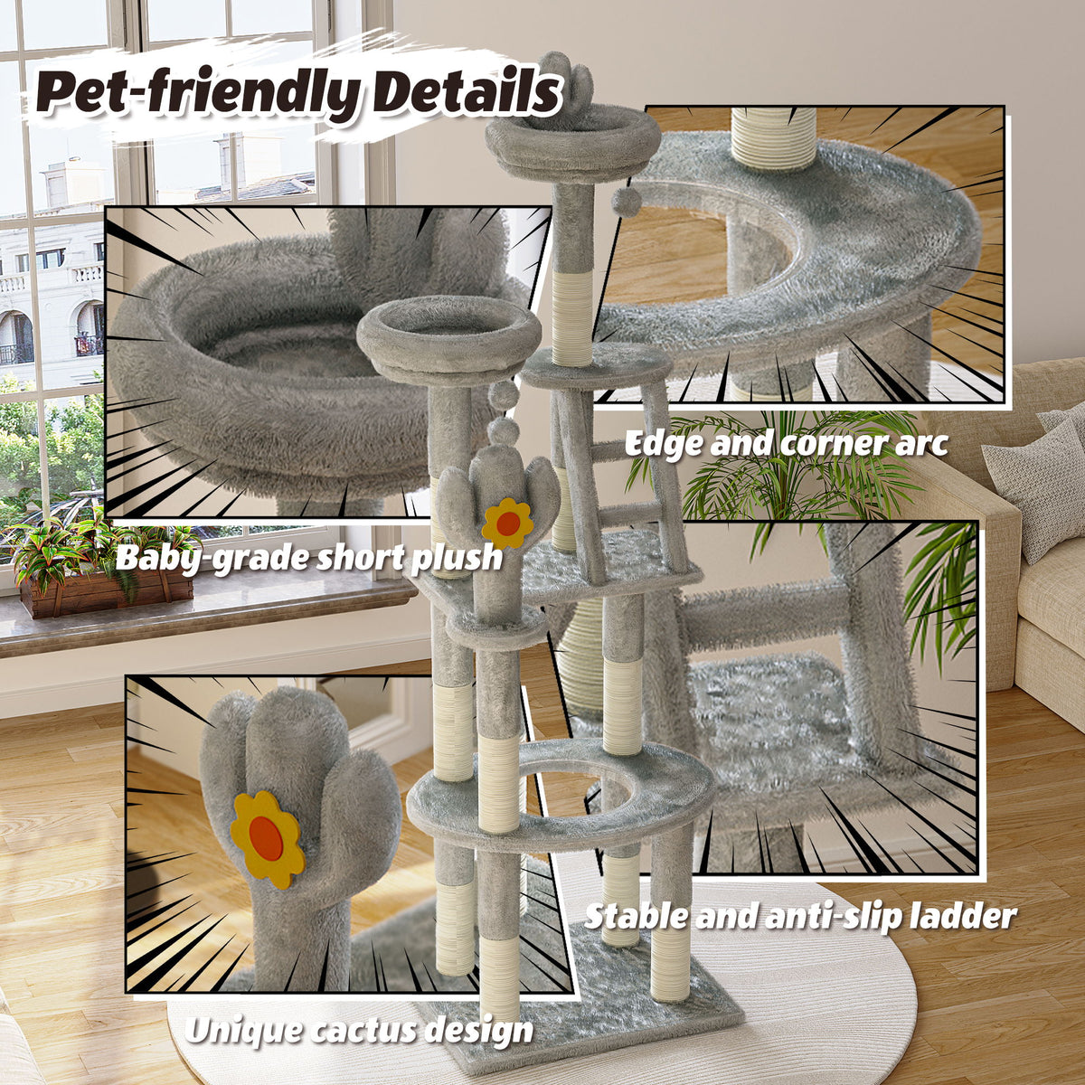 Cactus Cat Tree With Transparent Capsule