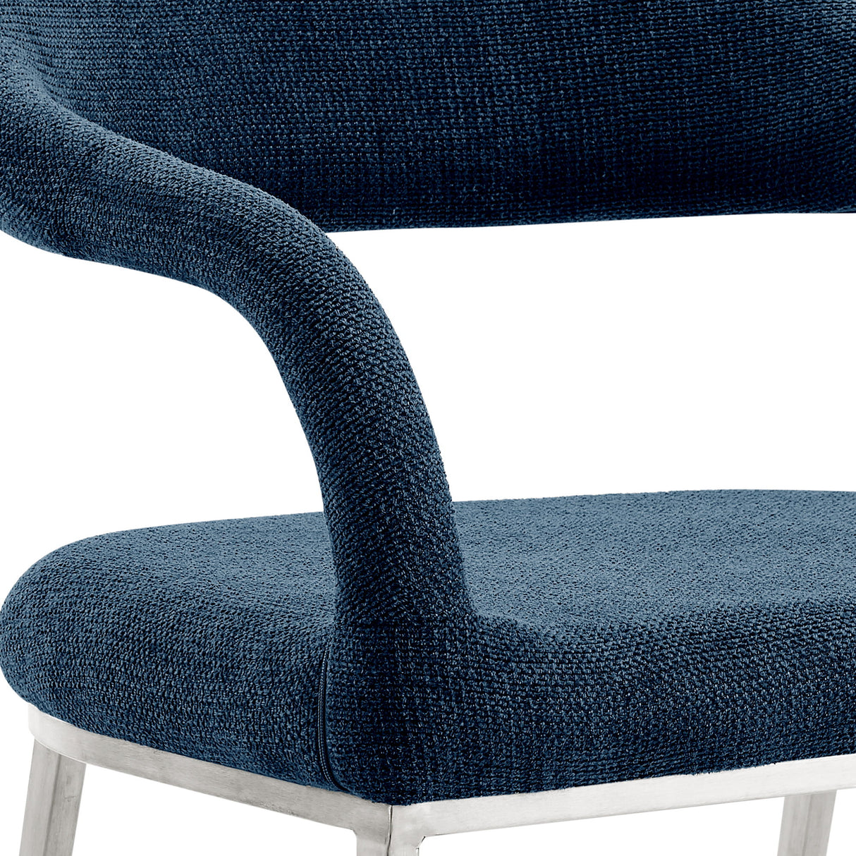 Morgan - Upholstered Dining Chair (Set of 2) - Brushed Silver / Blue