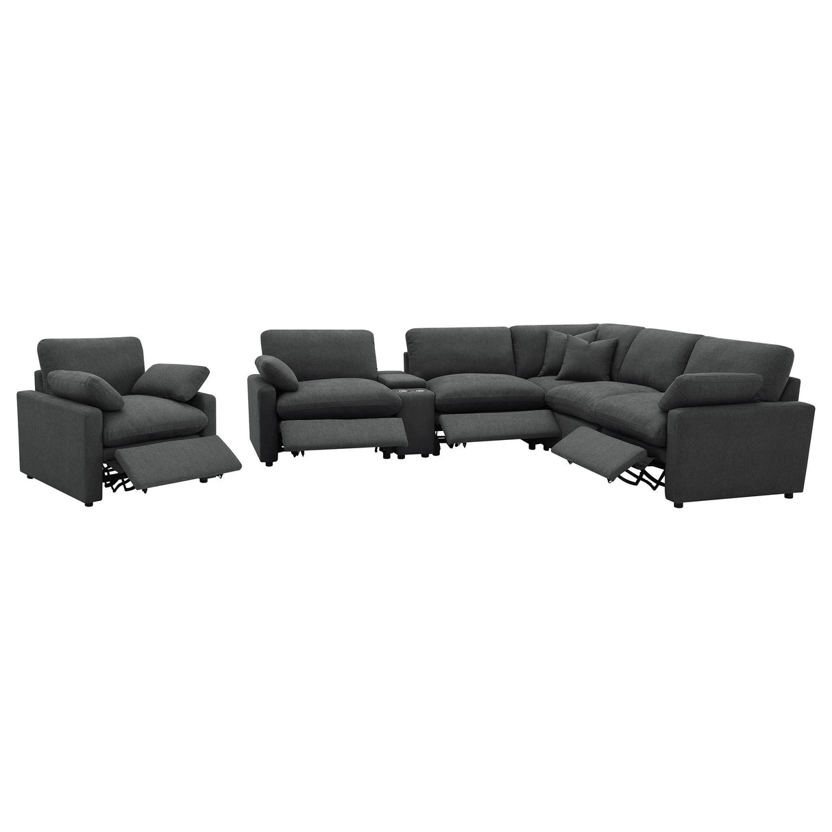 Hollander - 6 Piece Modular Power Reclining Sectional - Dark Gray