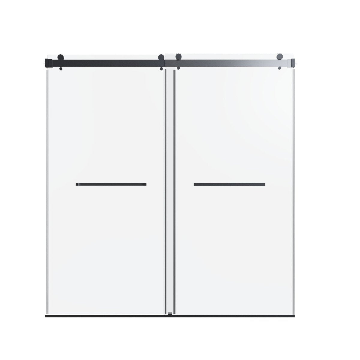 Frameless Double Sliding Soft-Close Shower Door, 3 / 8" (10Mm) Thick SGCC Tempered Glass Door, Matte - Shower Doors available at Alpine Outlets in Denver