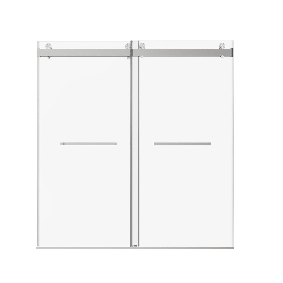 Frameless Double Sliding Soft-Close Shower Door, 3 / 8" (10Mm) Thick SGCC Tempered Glass Door, Matte - Shower Doors available at Alpine Outlets in Denver