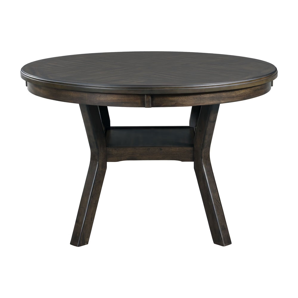 Walnut Round Mid-Century Dining Table with Shelf - Dining Room Furniture - Alpine Outlets