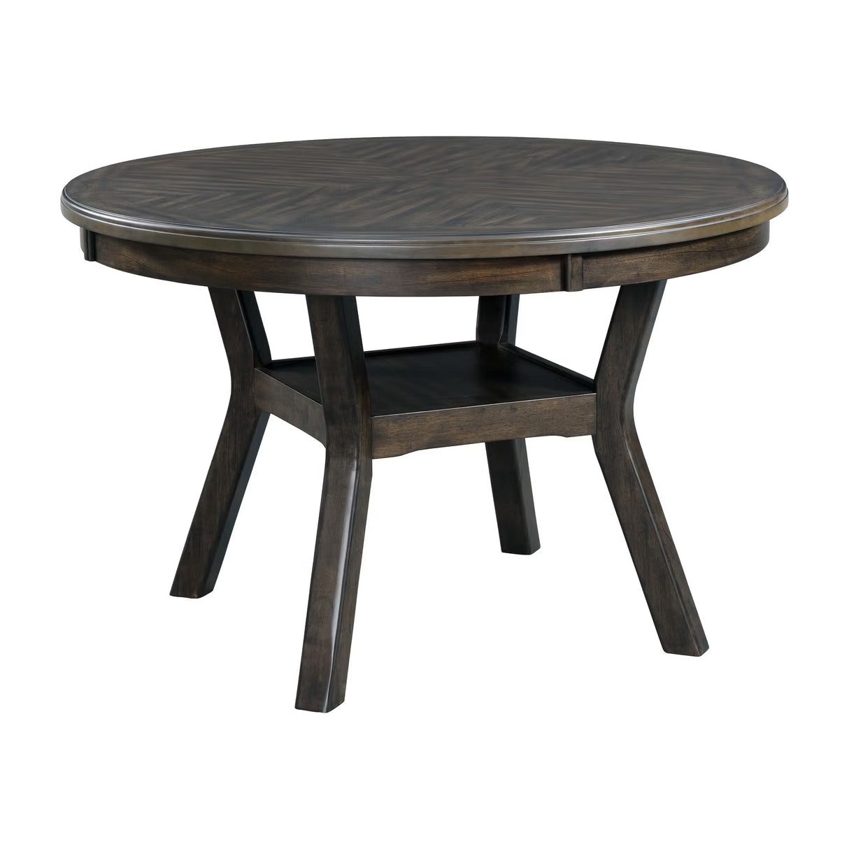 Walnut Round Mid-Century Dining Table with Shelf - Dining Room Furniture - Alpine Outlets