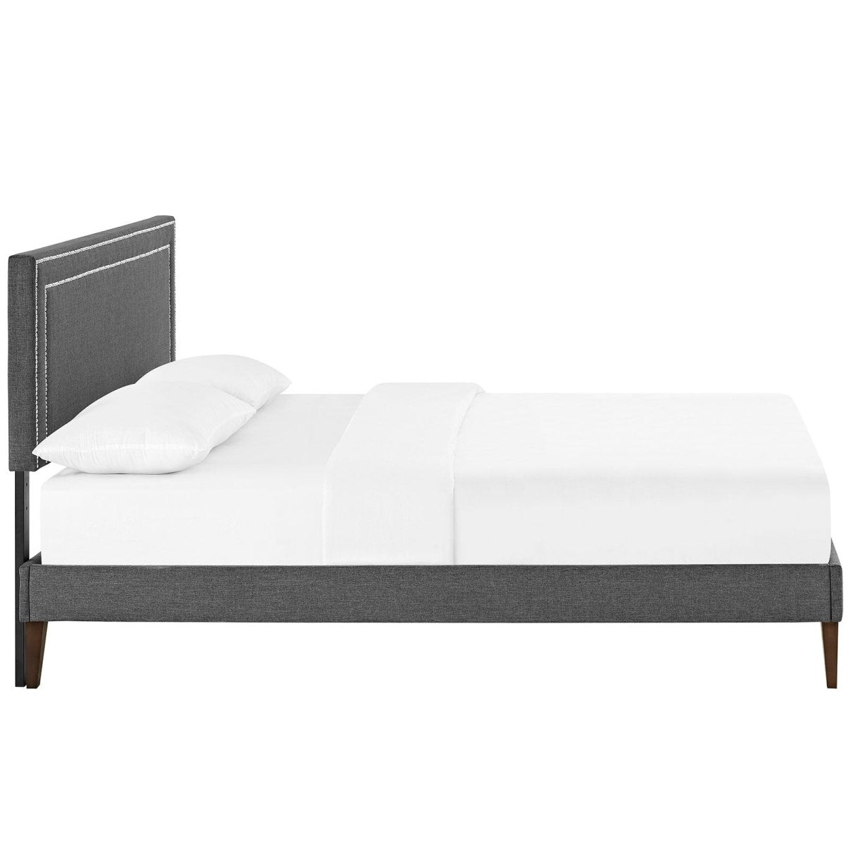 Full Mid - Century Modern Upholstered Fabric Platform Bed in Gray - Platform Bed available at Alpine Outlets in Denver