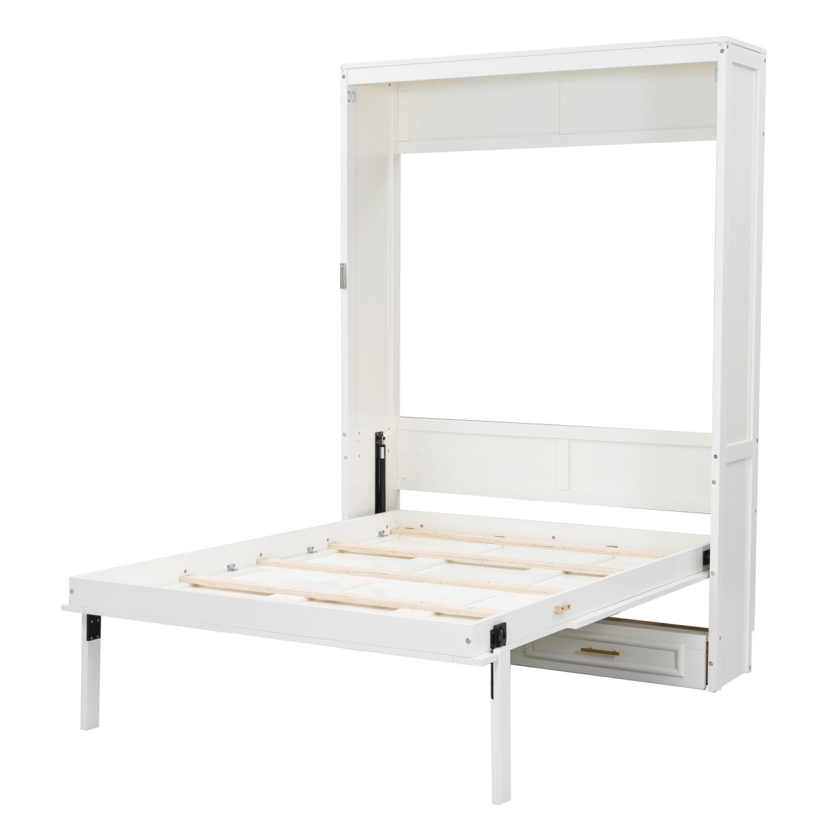 Full Size Murphy Bed With 2 Drawers - Beige - Cabinet Beds available at Alpine Outlets in Denver