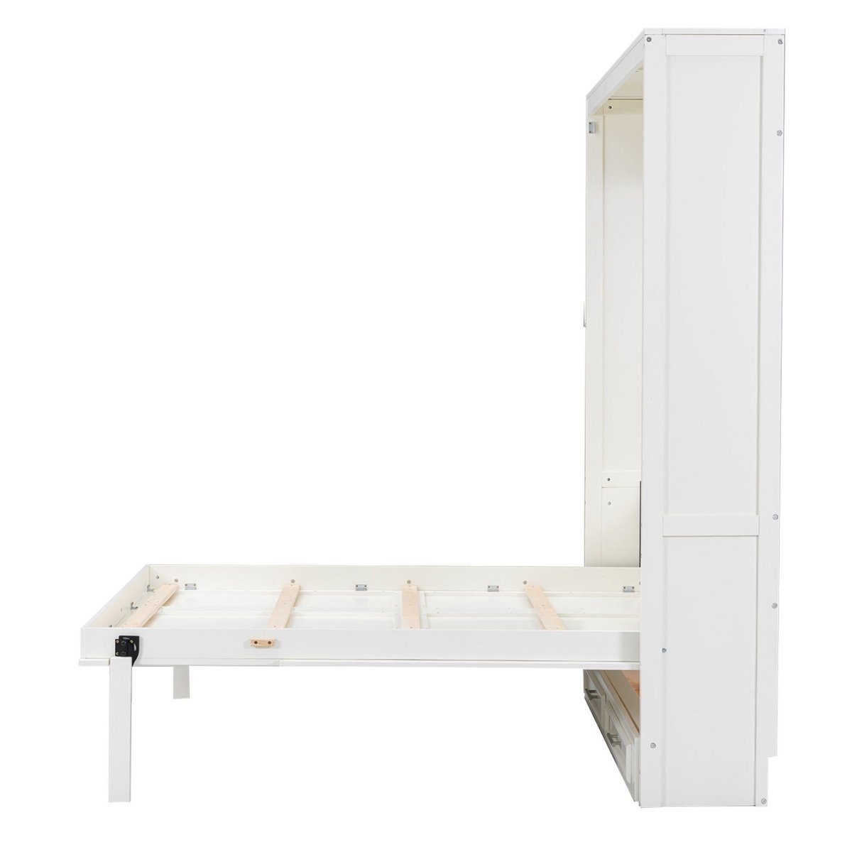 Full Size Murphy Bed With 2 Drawers - Beige - Cabinet Beds available at Alpine Outlets in Denver