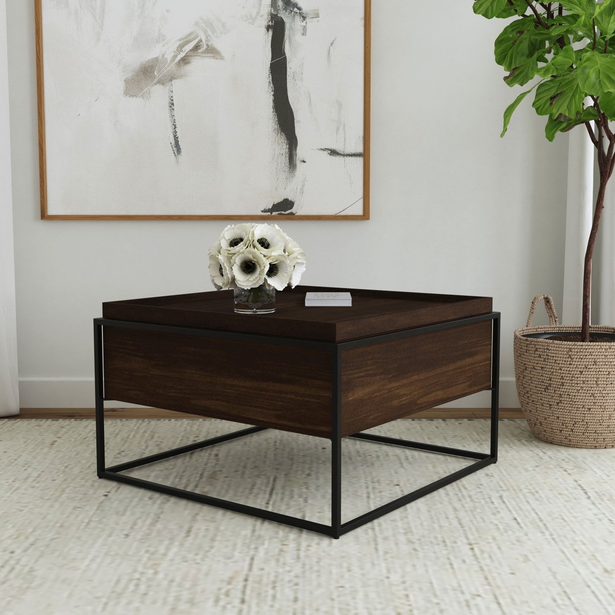 Fulton 30 - inch Square Mango Wood Coffee Table Dark Brown - Coffee Tables available at Alpine Outlets in Denver