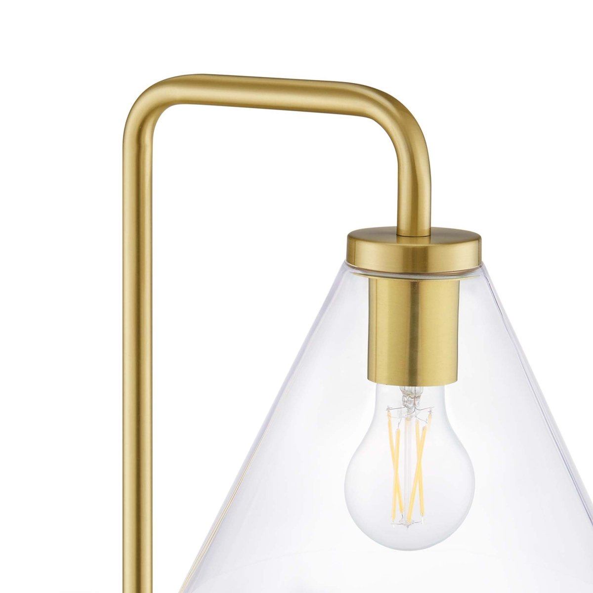 58" Glass Cone Floor Lamp with Metal Base – Satin Brass - Lighting - Alpine Outlets
