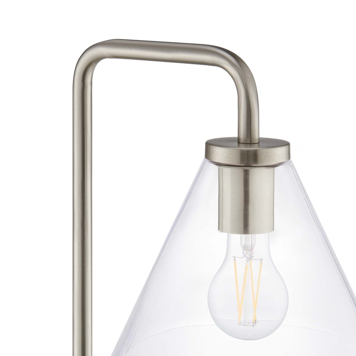 58" Glass Cone Floor Lamp with Metal Base – Satin Nickel - Lighting - Alpine Outlets