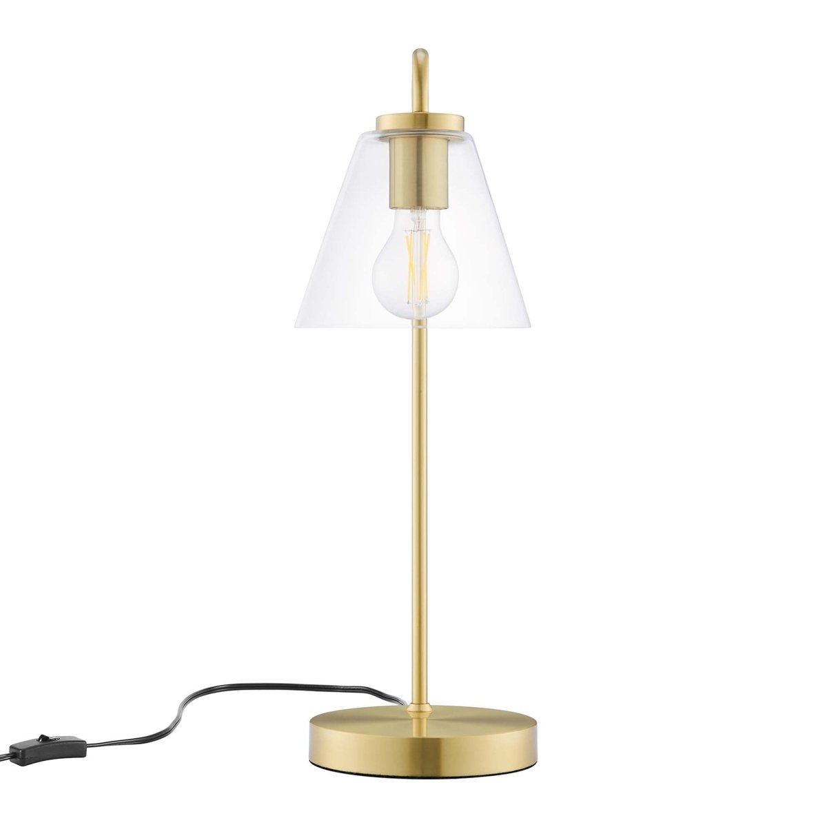 Glass Cone Table Lamp – Satin Brass - Lighting - Alpine Outlets