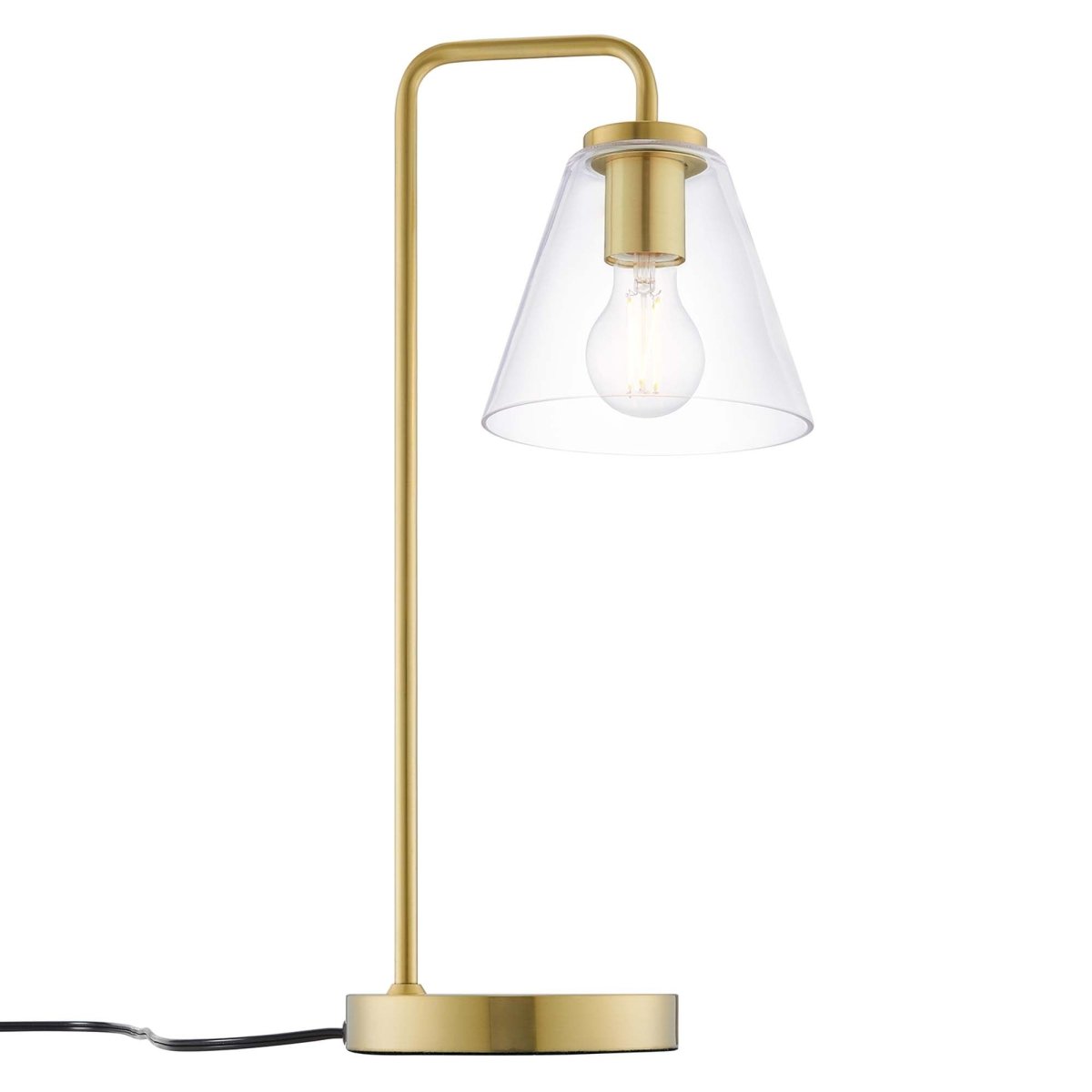 Glass Cone Table Lamp – Satin Brass - Lighting - Alpine Outlets