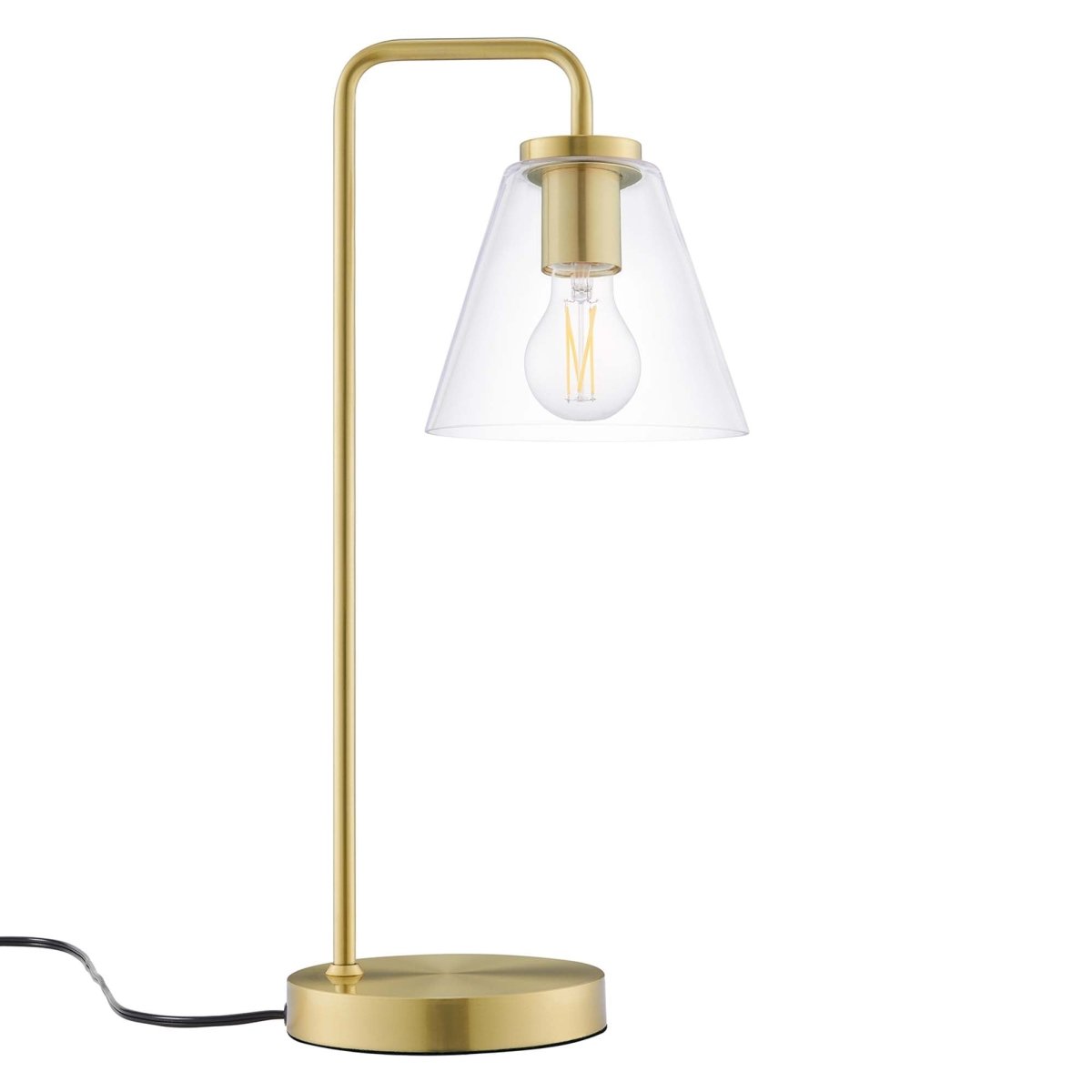 Glass Cone Table Lamp – Satin Brass - Lighting - Alpine Outlets