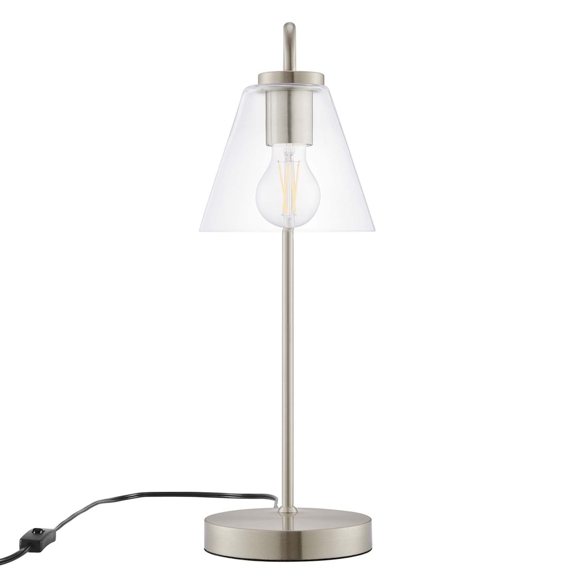 Glass Cone Table Lamp – Satin Nickel - Lighting - Alpine Outlets
