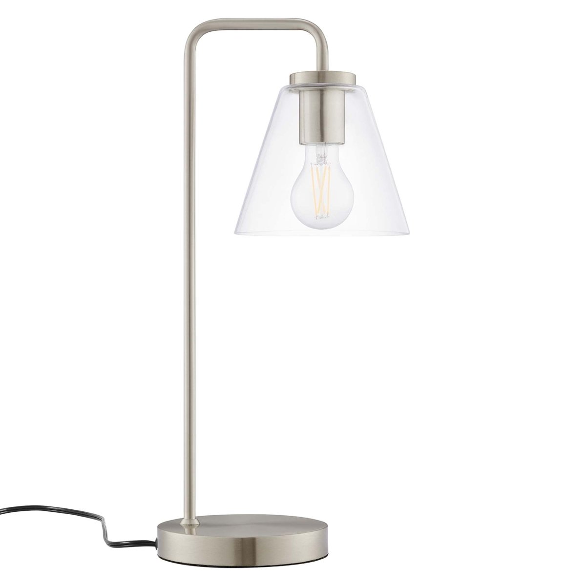 Glass Cone Table Lamp – Satin Nickel - Lighting - Alpine Outlets