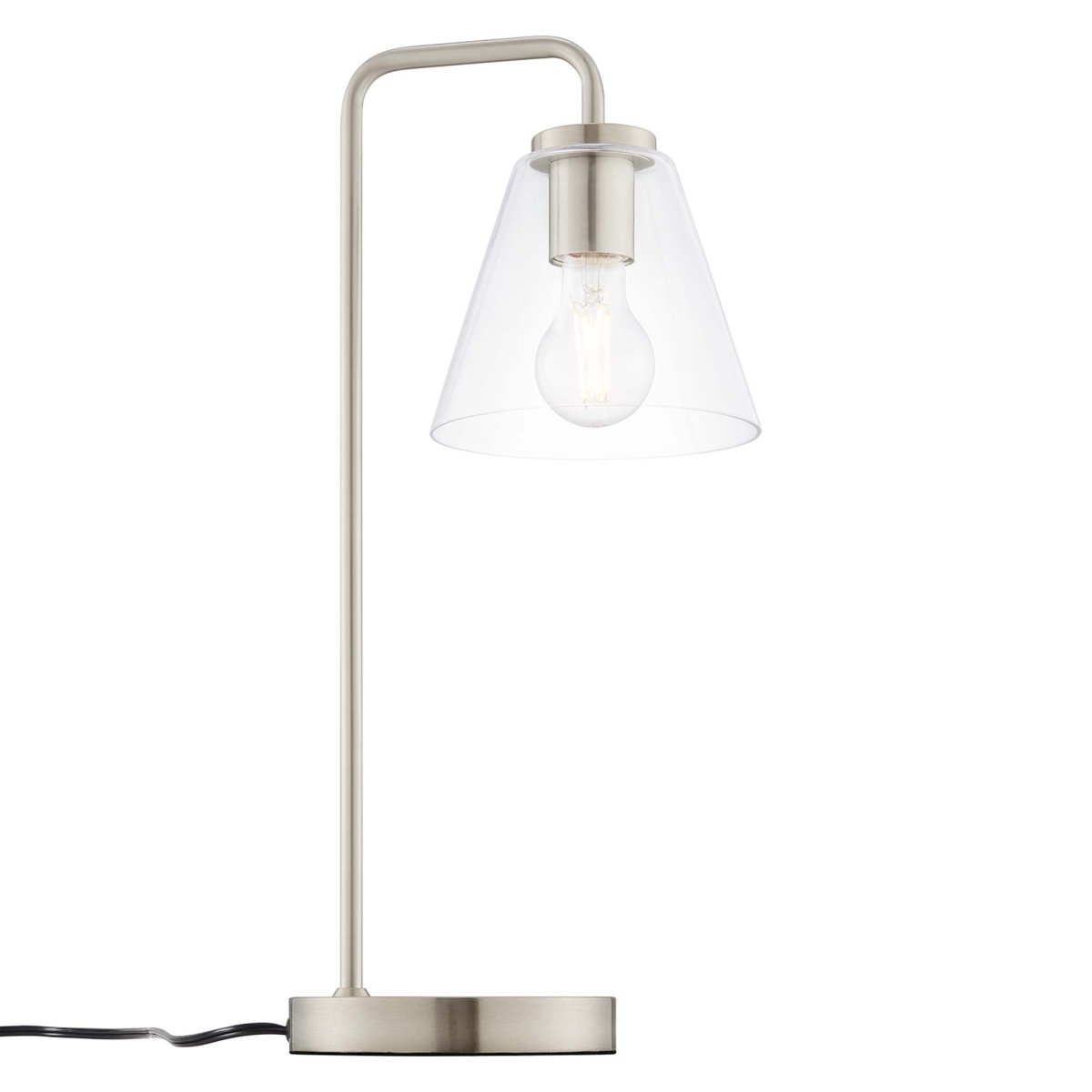 Glass Cone Table Lamp – Satin Nickel - Lighting - Alpine Outlets