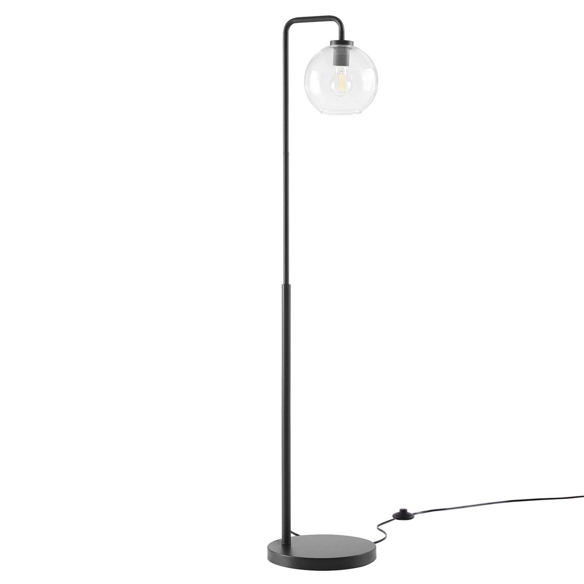 58" Glass Globe Floor Lamp with Metal Base – Black - Lighting - Alpine Outlets