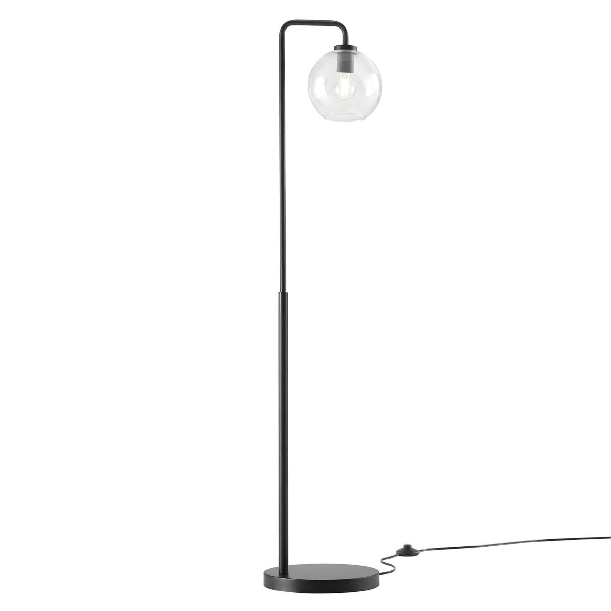 58" Glass Globe Floor Lamp with Metal Base – Black - Lighting - Alpine Outlets