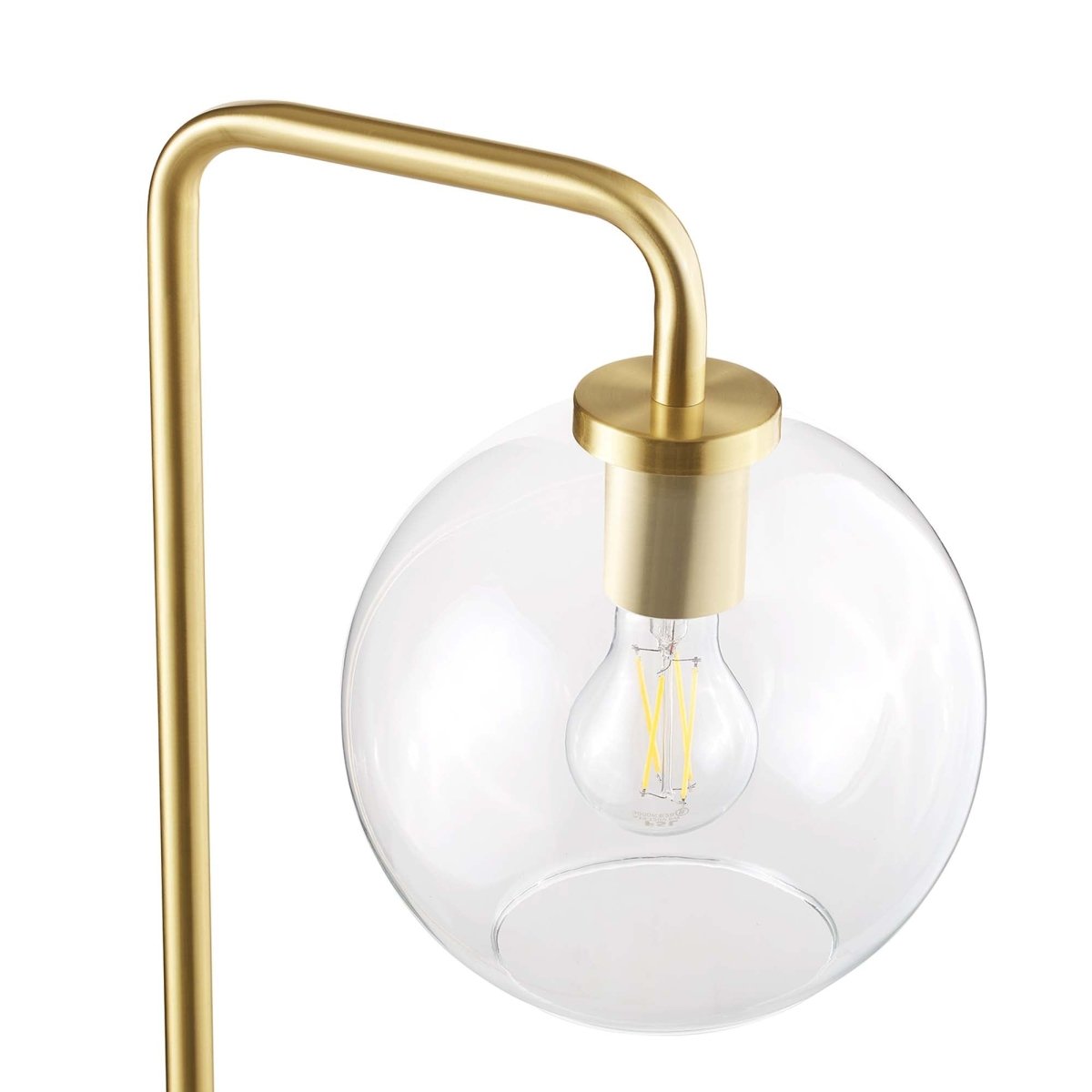 58" Glass Globe Floor Lamp with Metal Base – Satin Brass - Lighting - Alpine Outlets