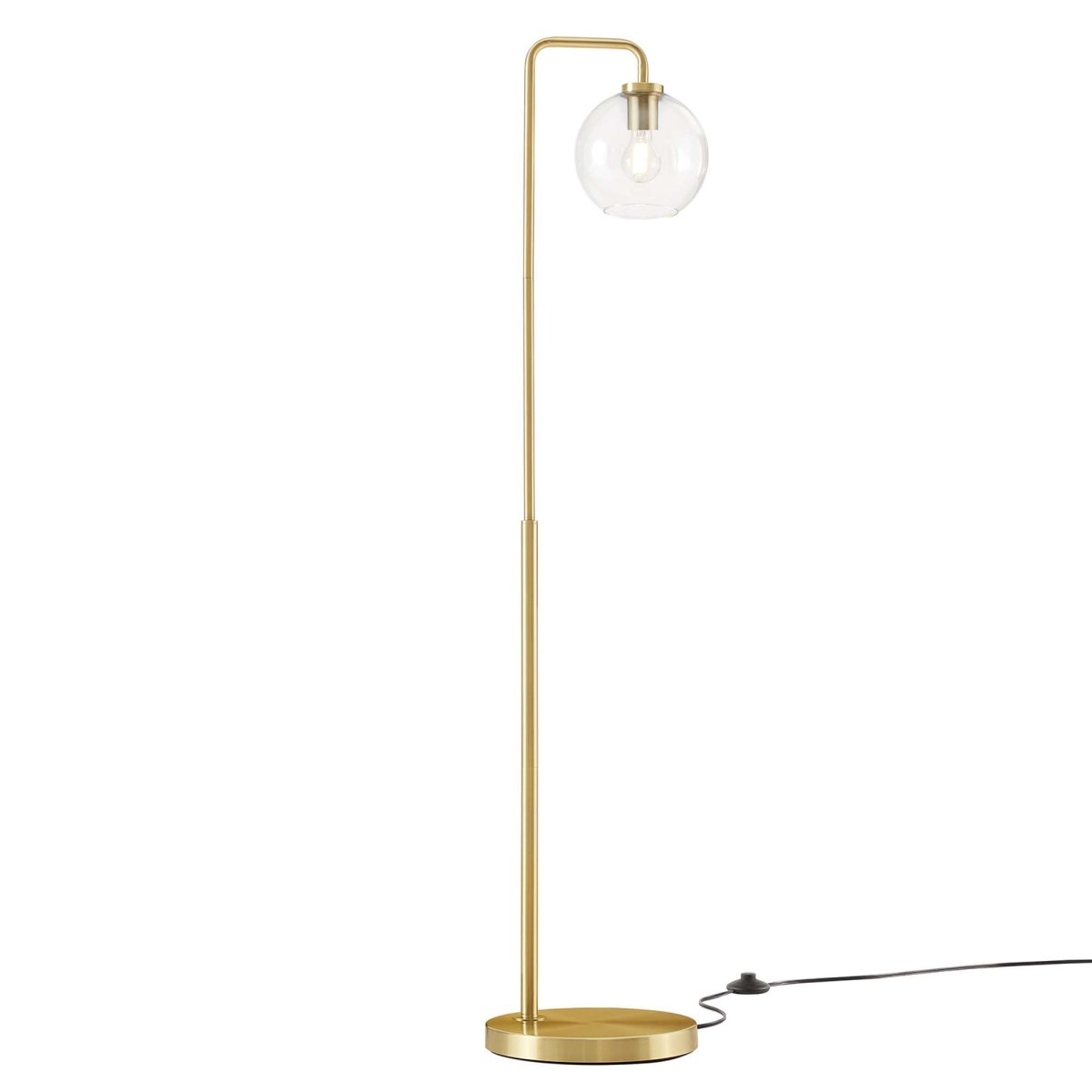 58" Glass Globe Floor Lamp with Metal Base – Satin Brass - Lighting - Alpine Outlets