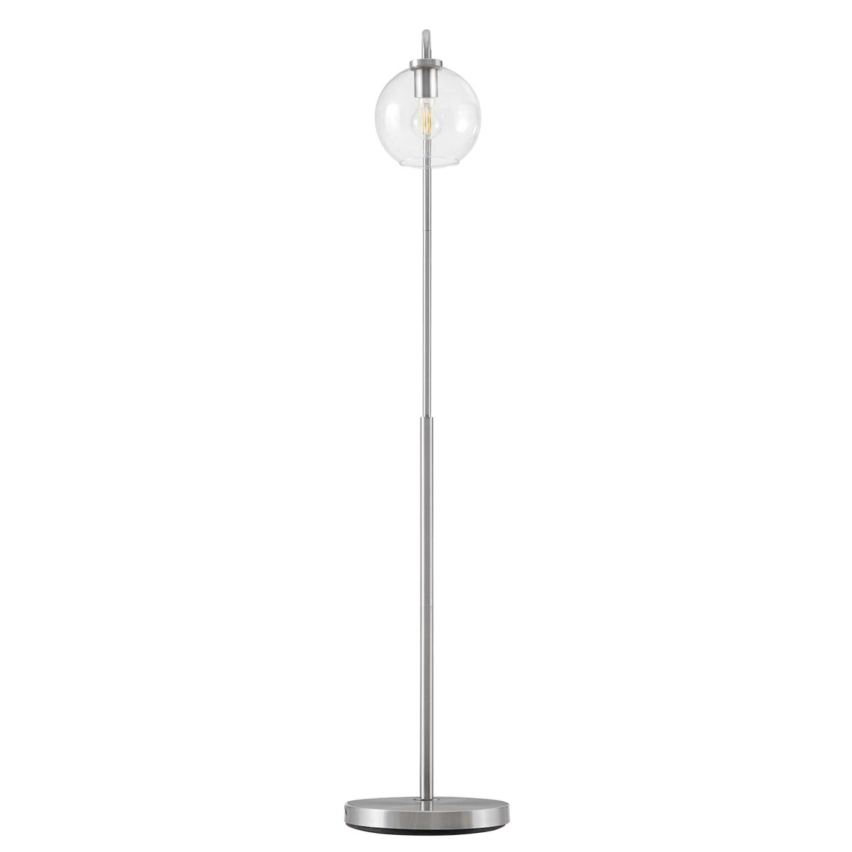 58" Glass Globe Floor Lamp with Metal Base – Satin Nickel - Lighting - Alpine Outlets