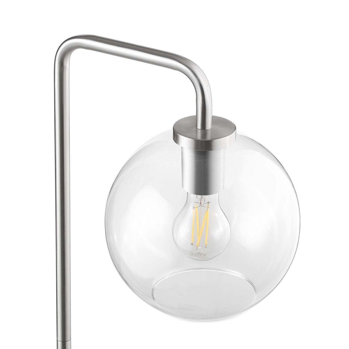 58" Glass Globe Floor Lamp with Metal Base – Satin Nickel - Lighting - Alpine Outlets